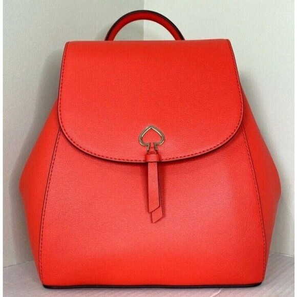 New Kate Spade Adel Medium Flap Backpack Leather Geranium - Picture 1 of 7